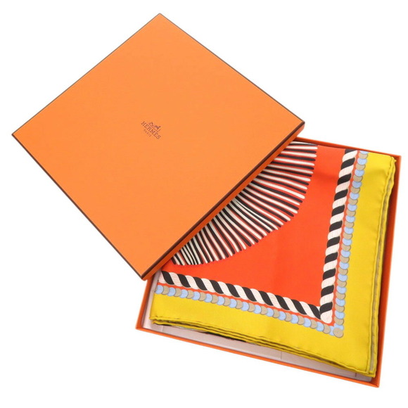 HERMES Authentic Orange Silk Scarf - Picture 3 of 7